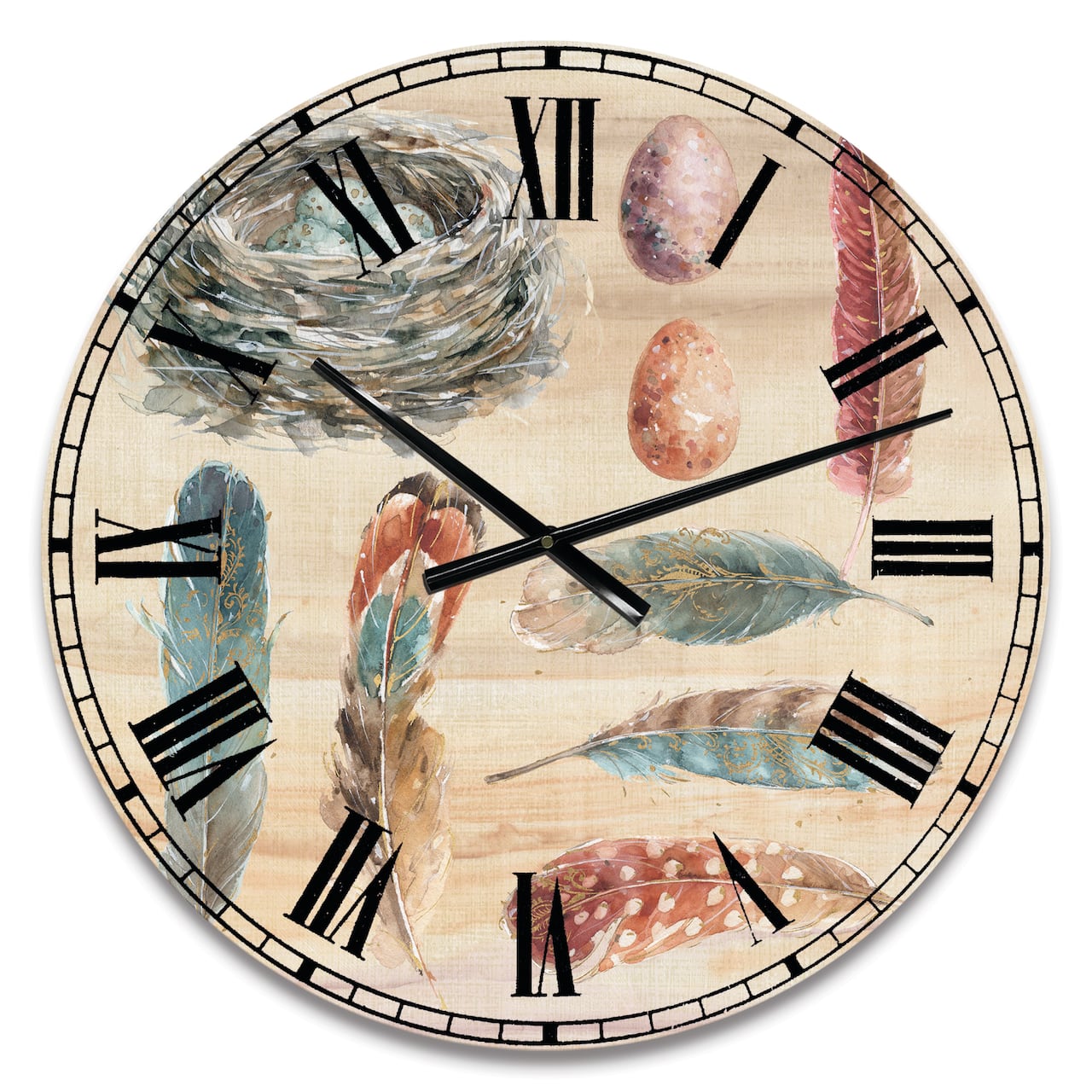 Designart 'Feathers Cottage Family Farmhouse Wall Clock